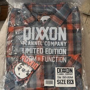 N I B 2 X DIXXON Men's Inferno Plaid Shirt - Red and Gray